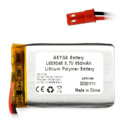 Akumulator Li-Pol Akyga 850mAh 1S 3,7V - złącze JST-BEC + gniazdo - 48x30x6mm
