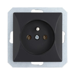 Opal Gniazdo wtyczkowe pojedyncze 2P+Z z zabezpieczeniem przeciwprzepięciowym kolor czarny matowy GPt-16Z Op moduł CZ