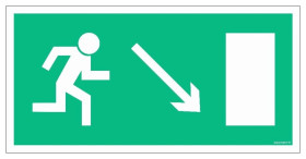 ZNAK - AC013 Wyjście ewakuacyjne w prawo w dół 20 x 10 cm TS - Płyta TD foto.