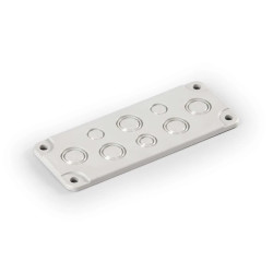 Pokrywa boczna z przetłoczeniami Cubo O 216x86mm rozmiar F2 zawiera uszczelkę PUR 5xPg16/21 + 2xPg11 + 1xPg9/16 PC F2254