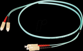 O7413FT.3 Duplex jumper SC-SC 50/125µ, OM3, aqua, 3m