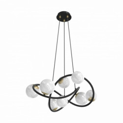 Lampa wisząca NISYRO złoto czarna, źródło z ośmioma alabastrowymi szklanymi kloszami na G9 - MD4922-8-EBGN Zuma Line