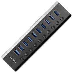 LINDY 43370 USB 3.0 hub Black Multi-port splitters USB Ports Hubs Adaptors