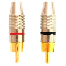 2 x RCA AUX cinch para wtyków stereo kolor złoty metalowe lutowane