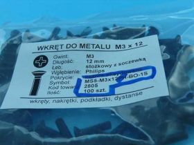 MS5 M3x12 PH-BO WKRĘT DO MET.STOŻ/SOCZE