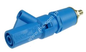 3254-F-BL Gniazdo bezpieczne 4mm, przyłącze M4, dodatkowy boczny otwór do dodatkowych połączeń, 36A, niebieskie, ELECTRO-PJP, 32