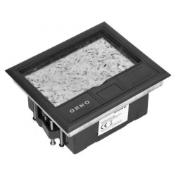 Puszka podłogowa na gniazda modułowe 4 x 45x45mm lub 8 x 22,5x45mm, pokrywa: materiał własny, czarna,OR-GP-9201/CF