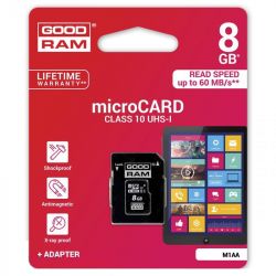 Karta pamięci microSD 8GB Class 10 UHS-I Goodram z adapterem