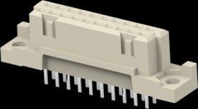 Female connector, type 3B, 20 pole, a-b, pitch 2.54 mm, solder pin, straight, gold-plated, 254370-E