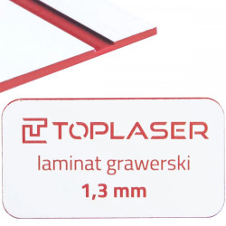 Laminat grawerski 1,3mm biało/czerwony 816 formatka 300x200mm 30x20cm do obróbki laserowej