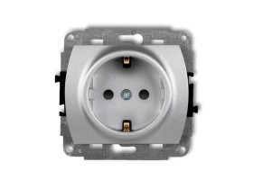 TREND Gniazdo pojedyncze z uziemieniem schuko (przesłony torów prądowych) srebrny metalik 7GP-1sp KARLIK