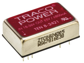 Przetwornica DC-DC, 8W, Uwe 18 → 36 V DC, Uwy ±5V dc, Iwy ±800mA, TRACOPOWER