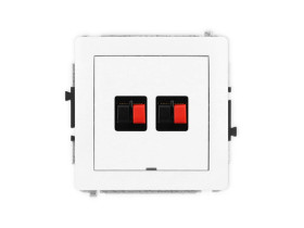 DECO Mechanizm gniazda głośnikowego podwójnego, bez pola opisowego biały mat 25DGGBO-2 KARLIK