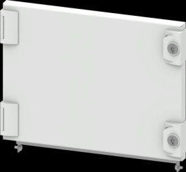 Compartment door, rectangular, sheet steel, (W x H x D) 400 x 300 x 25 mm, light gray, for built-in installation devices, 8PQ203