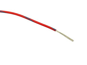 Przewód jednożyłowy linkowy, 0,5 mm², 16/0,2 mm, 20 AWG, PVC, 1 kV AC, Niebieski/Czerwony, dł. 100m, RS PRO