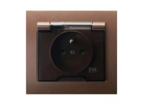 KIER Gniazdo hermetyczne z uziemieniem schuko IP-44 wieczko przezroczyste brązowy metalik GPH-1WS/52/d OSPEL