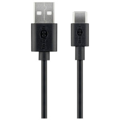 Goobay 45735 USB cable USB 2.0 USB-C USB-A 1.00 m Black Charging animation