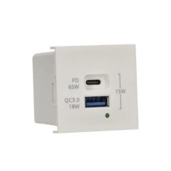 Simon Connect Ładowarka K45 (45x45) USB A+C 65W PD QC Szybkie Ładowanie 45x45 mm czysta biel K126H/9
