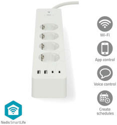 WIFIP313FWT Switchable WLAN socket strip, 4-way, 4x USB