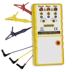 Wskaźnik kolejności faz SEFRAM86 Zacisk krokodylkowy CAT III 600 V CAT III 600V Kontakt 70Hz 600V ac SEFRAM86 Sefram