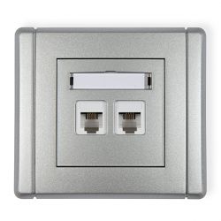 Gniazdo telefoniczne podwójne 2xRJ11, 4-stykowe, beznarzędziowe