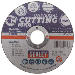 Sealey PTC/115MC Multipurpose Cutting Disc &#xD8;115 x 1.6mm 22.2mm Bore