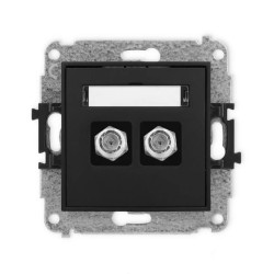 ICON Mechanizm gniazda antenowego podwójnego typu F (SAT) niklowany czarny mat 12IGF-2