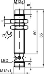 Inductive sensor, PNP, flush mounting, not flush, 1 Form A (N/O), 17 mA, 089925