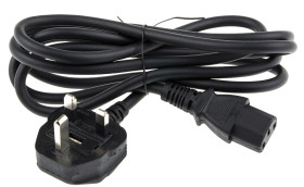 Przewód zasilania złącze A: IEC C13, złącze B: Wtyk brytyjski typu G 2m 10 A 250 V 1mm2 Czarny