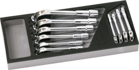 Zestaw kluczy nasadowych okrągłych, mat. łopatki: Chromowo-wanadowy, końcówka: Sześciokątna, rozmiar: 10 sztuk, 8 → 21