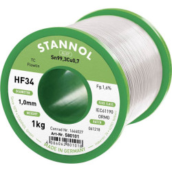Stannol 580101 HF34 Solder Lead-Free Sn993Cu07 1mm Reel 1000g