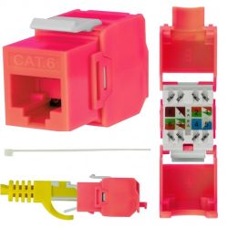 Moduł keystone RJ45 UTP kat.6 nieekranowany beznarzędziowy czerwony NEKU