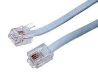 KAB55.015RJ12W Kabel telefoniczny, sześciożyłowy, płaski, biały - wtyk (PLUG) - wtyk (PLUG) 6p6c, 1.5m