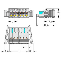 WAGO 2721-104/037-000 Female MCS-MIDI 4P 5mm Locking Levers Push Buttons