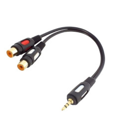 KABEL JACK 3,5 WTYK - 2x GNIAZDO RCA 25cm KPO3872
