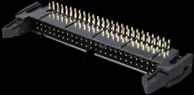 Pin connector, 50-pin, with interlock, angled