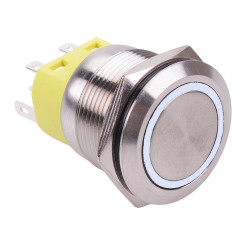 White LED On-On Latching 22mm Vandal Push Button Switch DPDT