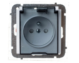 Sentia Gniazdo bryzgoszczelne z/u IP44 z klapką transparentną z przesłonami białe 1466-10