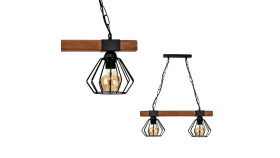 Lampa Wisząca Ulf Black / Wood 2Xe27 60W Mlp6192 Milagro