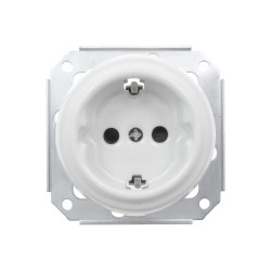 Gniazdo elektryczne Schuko ceramiczne okrągłe bez ramki, montaż podtynkowy, kolor biały Ceramic Loft