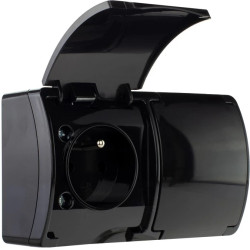 Koala Gniazdo podwójne n/t hermetyczne z/u IP44 czarne