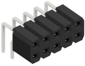 Socket header, 10 pole, pitch 2.54 mm, angled, BLLP410S