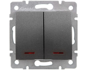 LOGI Łącznik zwierny podwójny LED śrubowy 10AX 250V grafit 021023141 25248