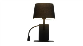 Kinkiet Dakota Czarny Z Półeczką I Ramieniem Do Czytania Do Sypialni Lewy...