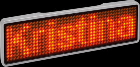 125912 LED Name Tag, 11x44 pixels, USB, silver frame, orange LED