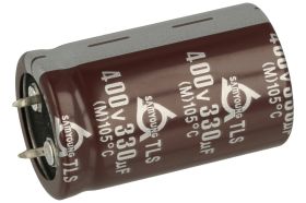 Kondensator; SNAP-IN; elektrolityczny; 330uF; 400V; TLS; TLS400VS330M; 20%; fi 25,4x40mm; 10mm; przewlekany (THT); luzem; -25...