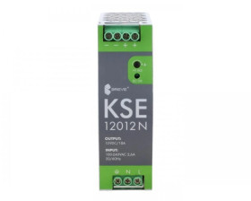 Zasilacz impulsowy KSE 12012M 230/ 12VDC 10A 120W na szynę DIN, Uzas: 96-264VACVAC, Ta70, 18912-9988