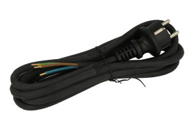 Kabel; zasilający; H05RR-3x1,5mm2 3m; wtyk sieciowy CEE 7/7 prosty; przewody; 3m; czarny; 3 żyły; 1,50mm2; Metpol; guma; okrągły