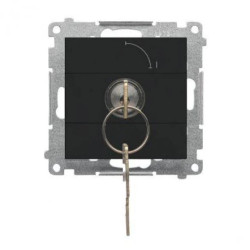Simon 55 Łącznik na kluczyk jednobiegunowy (moduł) 2 pozycyjny 0-I” styk N/O, 5 A, 250 V~ Czarny mat TW1K.01/149