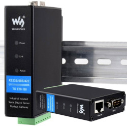 Konwerter RS232 RS485 RS422 do Ethernet RJ45 Waveshare izolowany przemysłowy
